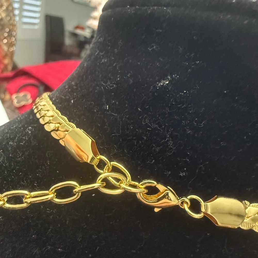 PRELOVED Celine Elegant Gold Necklace with Crystal Accents chain replaced - Picture 4 of 4